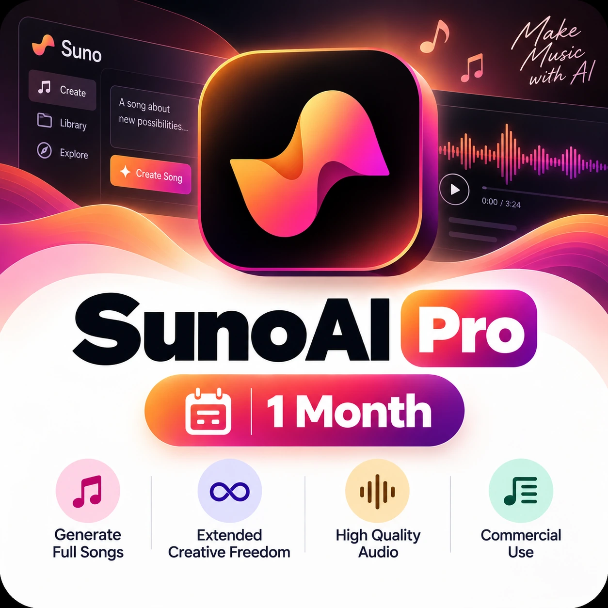 Suno AI Pro | 1 Month
